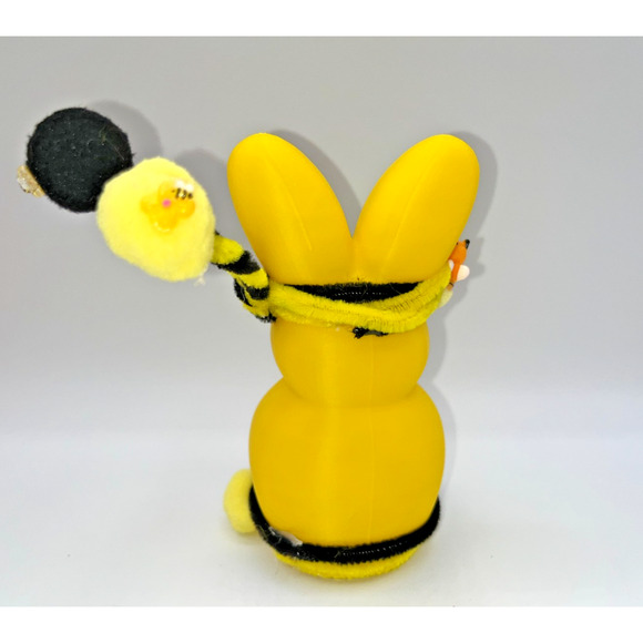 Large Yellow Bunny Peep Ninja Bumble Bee Peep Fluffy Pom Deb O. Originals OOAK - Picture 12 of 16